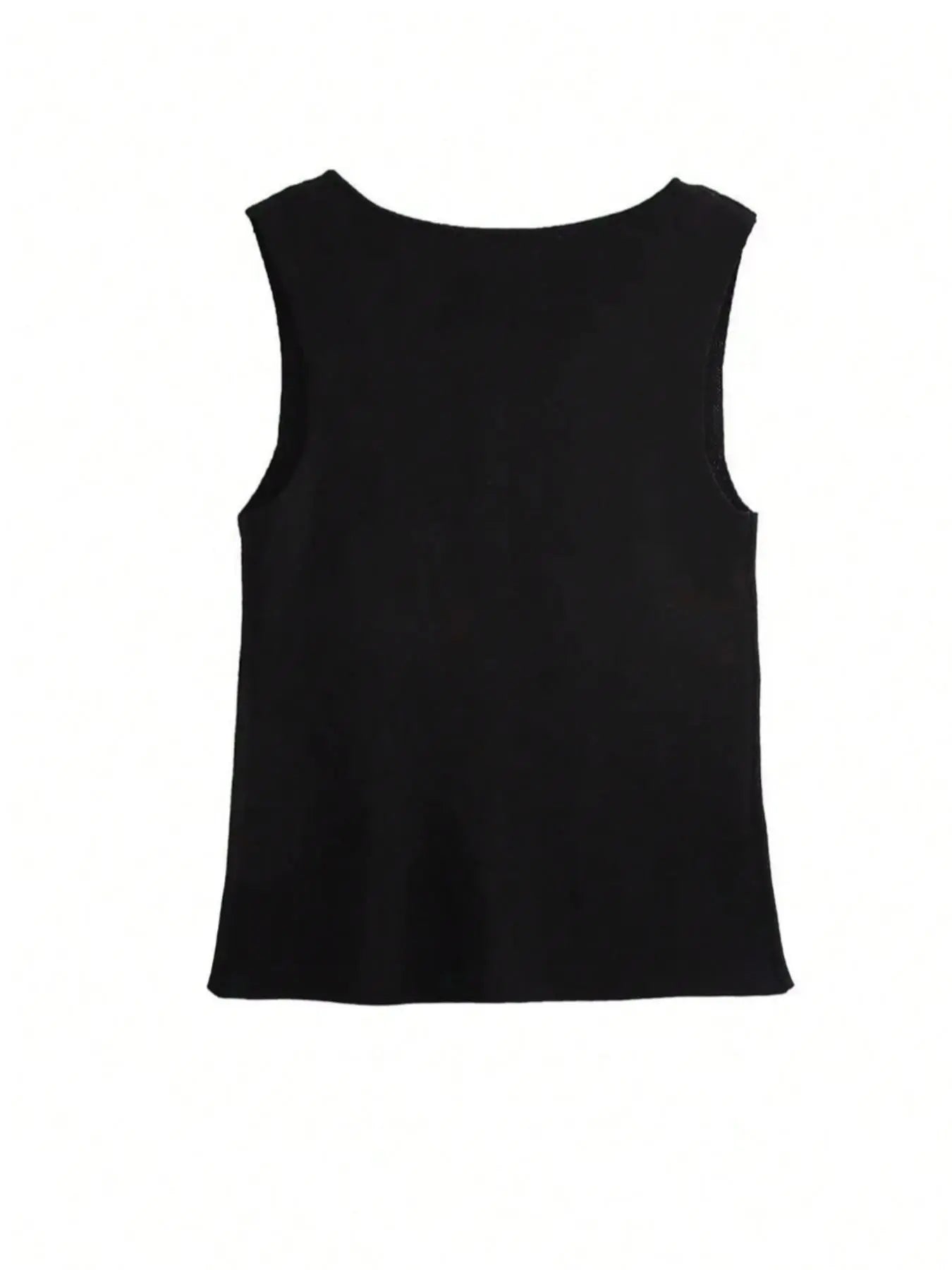 Women's Plain Metal Button Design Elegant Fitted Sweater Vest, Casual Sleeveless Round Neck Knit Top for Spring, Fashion Women's Knitwear for Daily Wear