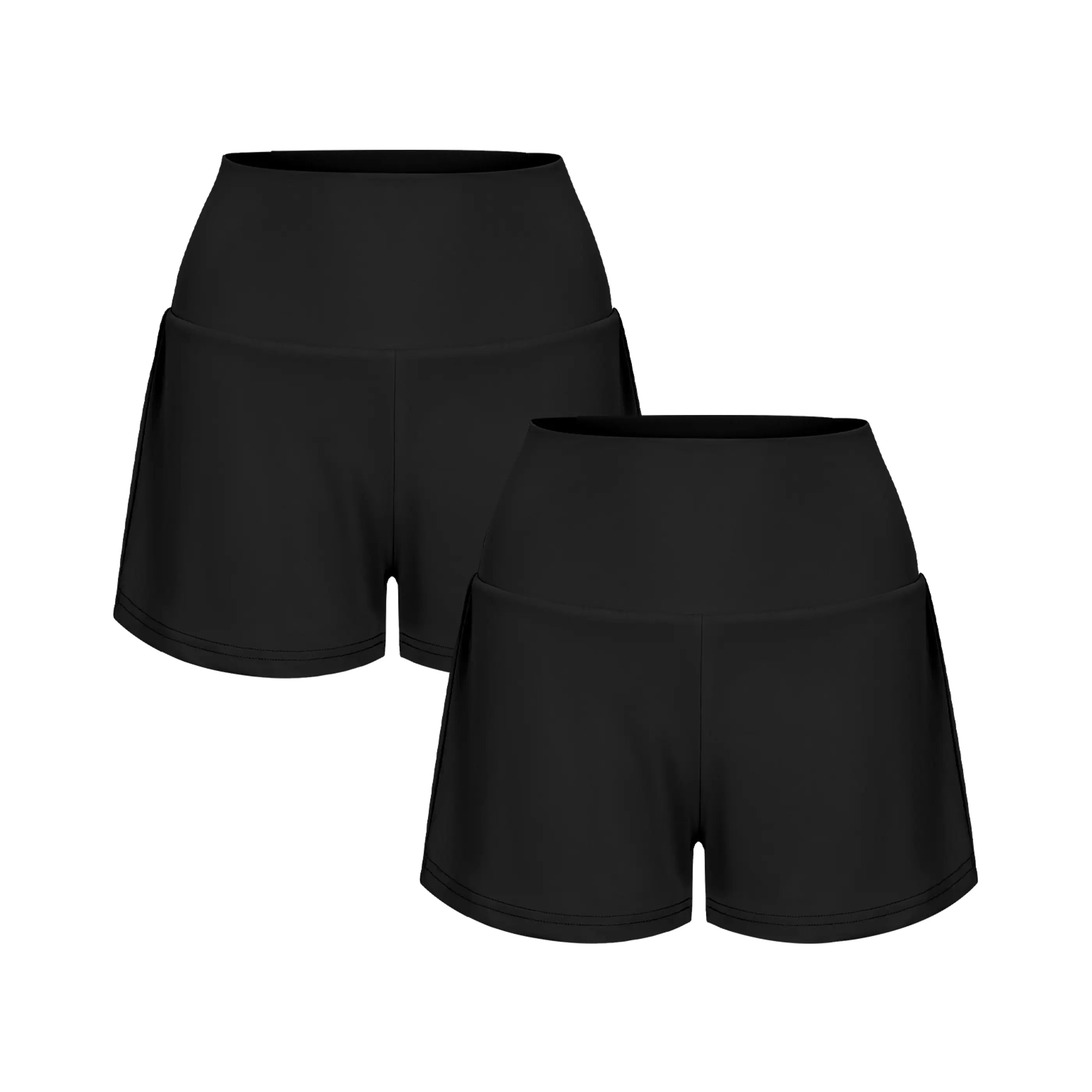 2-Piece Super High Waisted Back Pocket & Side Hidden Pocket 2-in-1 Yoga Shorts 3" Set