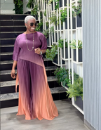 Full Pleated Tie Dye Color Top And Trousers