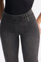 Reina Belted Bootcut Jeans - Dark Grey