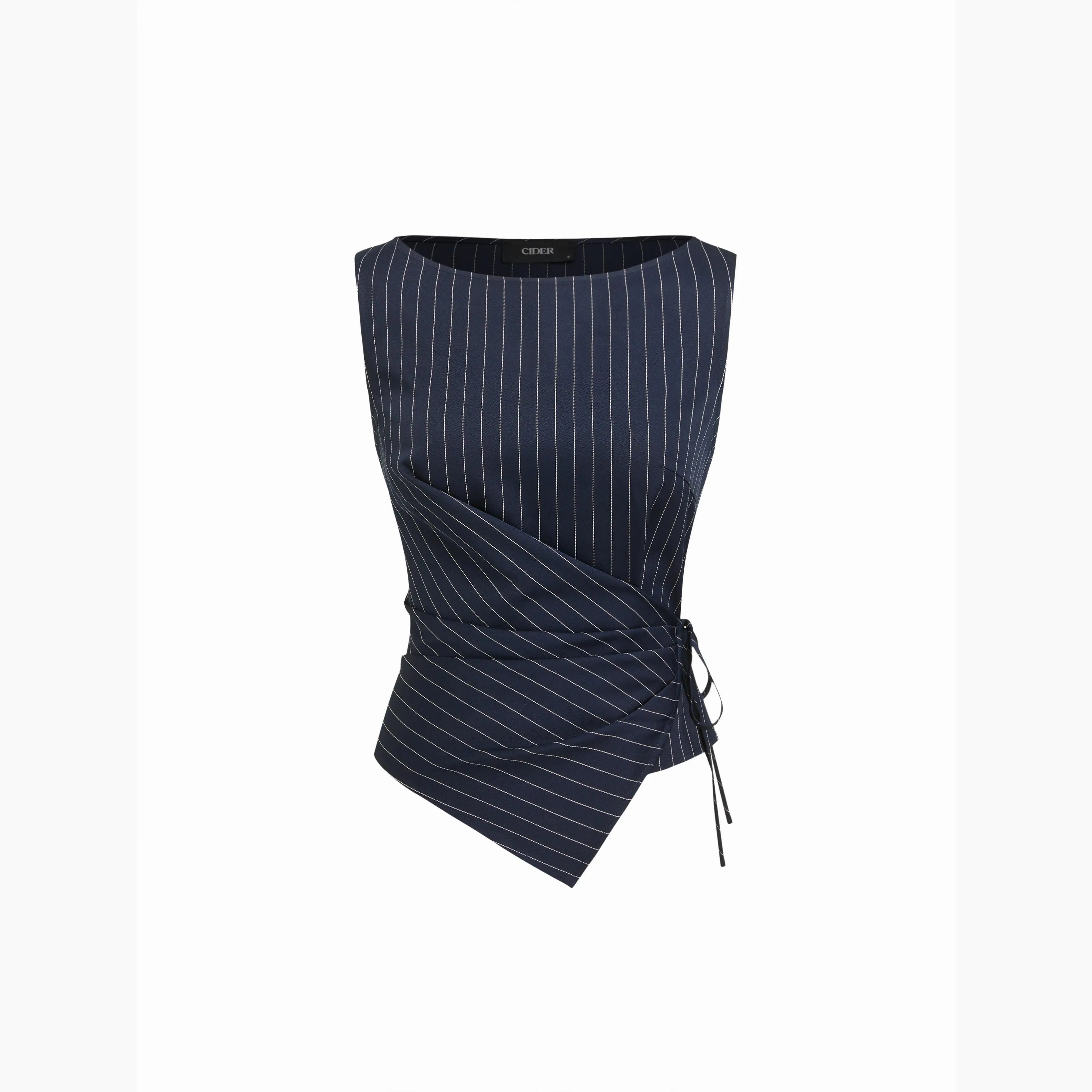 Cider Boat Neck Striped Wrap Knotted Top & Mid Rise Straight Leg Trousers Set– Office & Weekend Casual SwimWeek