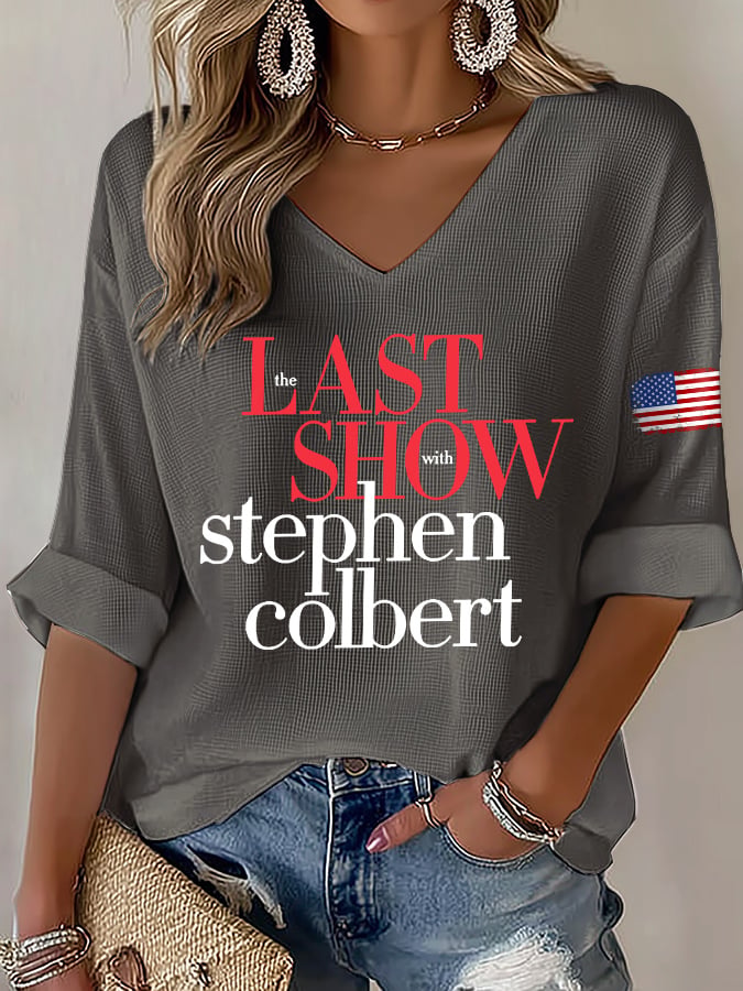 🔥Buy 3 Get 15% Off🔥V-Neck Retro Last Show Print T-Shirt