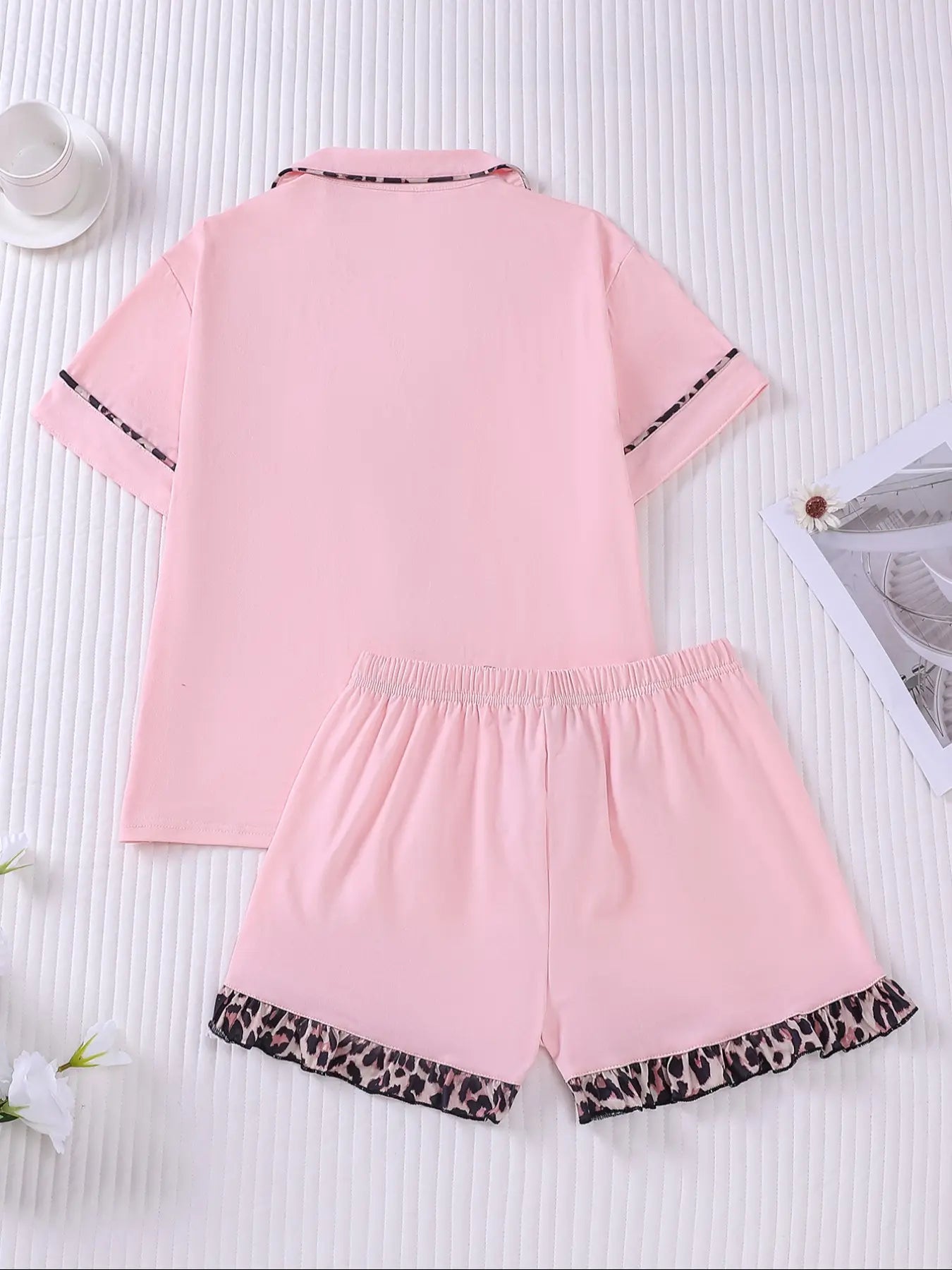 Women's Contrast Binding Pajama Two-piece Set