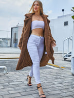RAOGE Jackets for Women Jackets - Single Button Teddy Midi Coat