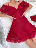 Slumberist Sexy Mesh Lace Women's Pajama Night Dress