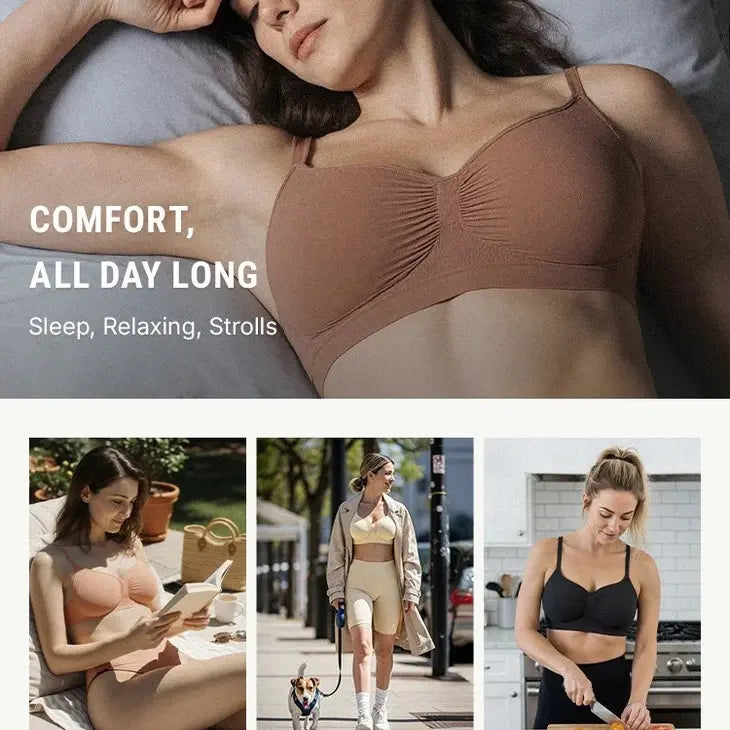 FeelinGirl Women's Wireless Bra Comfort Bralettes No Underwire Unlined Cami Bra Seamless Tshirt Bras Sports Bra Bralette Basic Comfortable Fit Womenswear Everyday Up to 44DD Summervibes