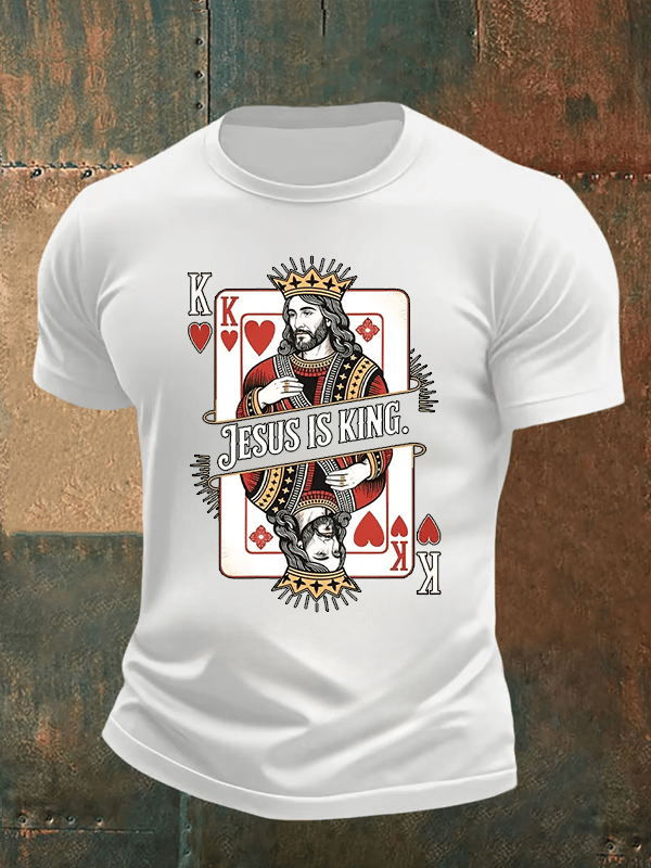Men's  Jesus Is King Christian  Print T-Shirt