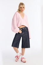 Warm Embrace Oversized V Neck Sweater - Chocolate