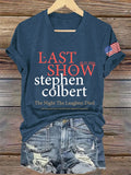 🔥Buy 3 Get 15% Off🔥V-Neck Retro Last Show 05.21.2026 The Night The Laughter Died After The Opening Monol, Hopefully People Laughed During The Show Print T-Shirt