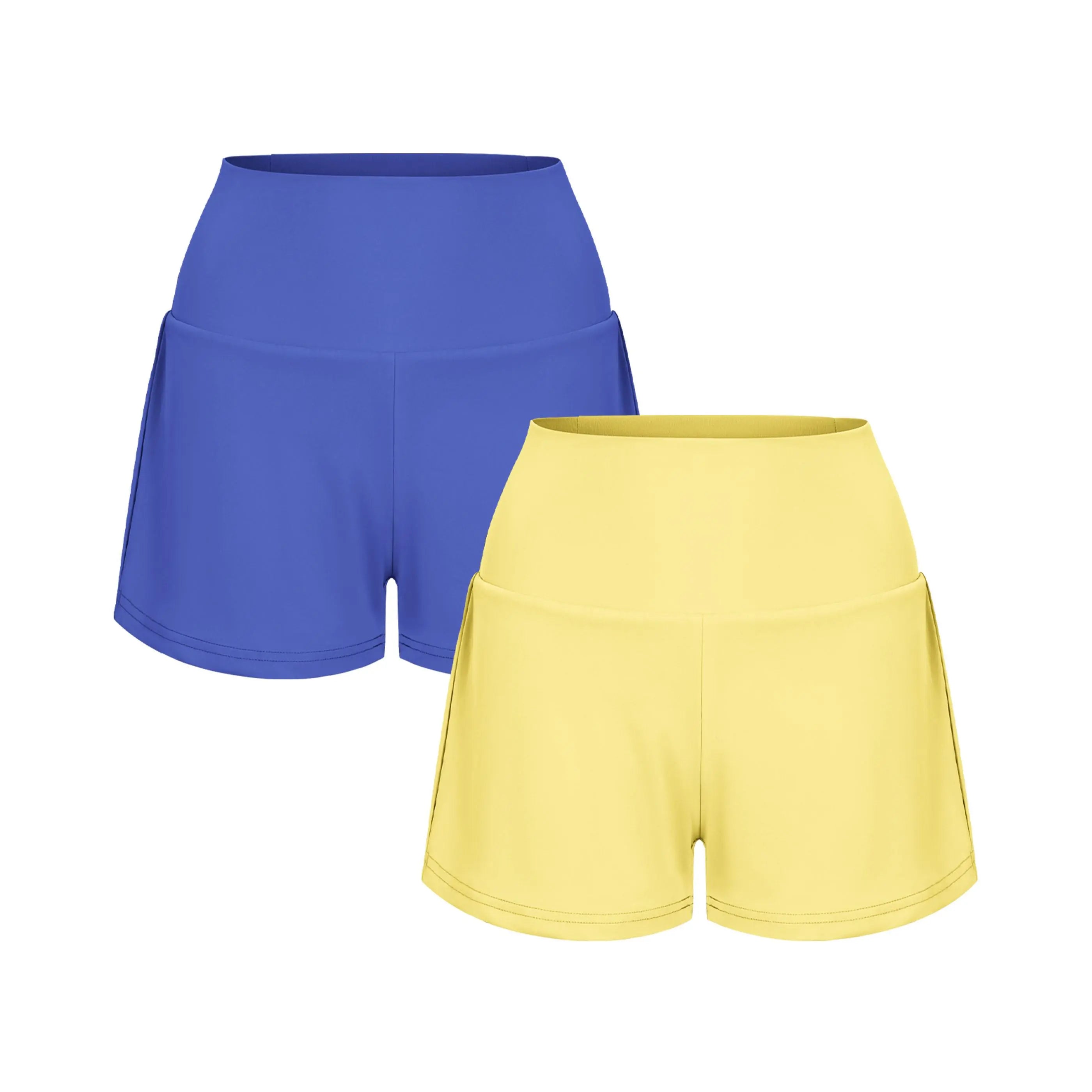 2-Piece Super High Waisted Back Pocket & Side Hidden Pocket 2-in-1 Yoga Shorts 3" Set