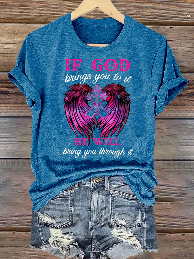 Women's  Faith & Strength: 'My God Is Stronger Than Breast Cancer' T-Shirt