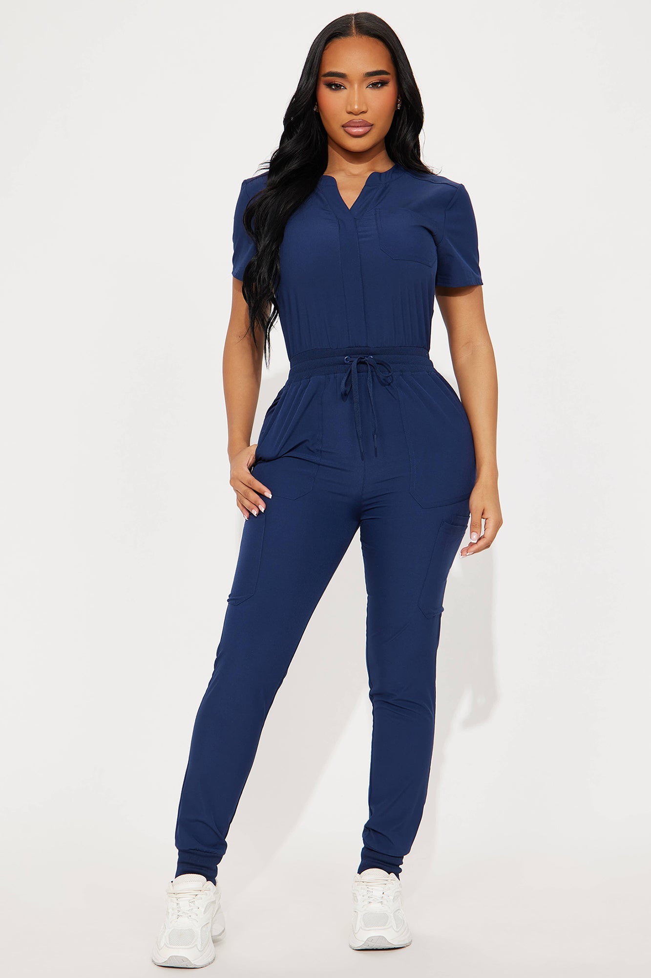 Full Shift Stretch Jogger Scrub Uniform Jumpsuit - Black