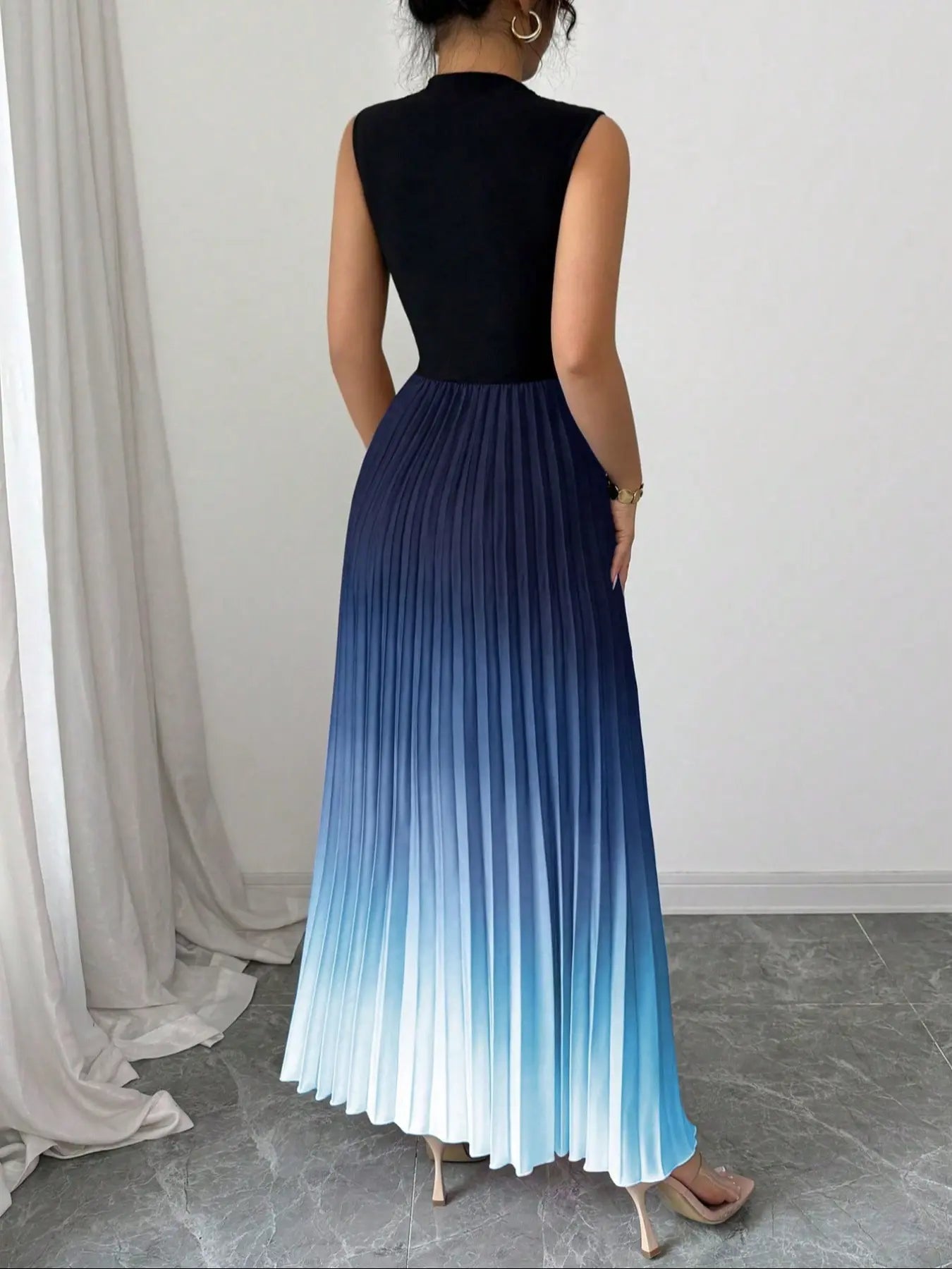 Women's Ombre Print Tank Dress, Elegant Sleeveless Dress for Party, Ladies' Clothes for All Seasons, Formal Dresses, Elegant Classy Flattering