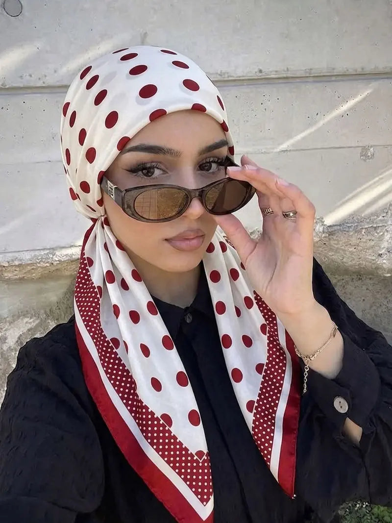 Women's Square Hijab Scarf - Color Block Print Turban
