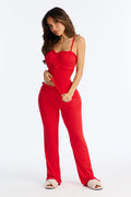 Dreaming Again Ruffle Cami PJ Pant Set - Red