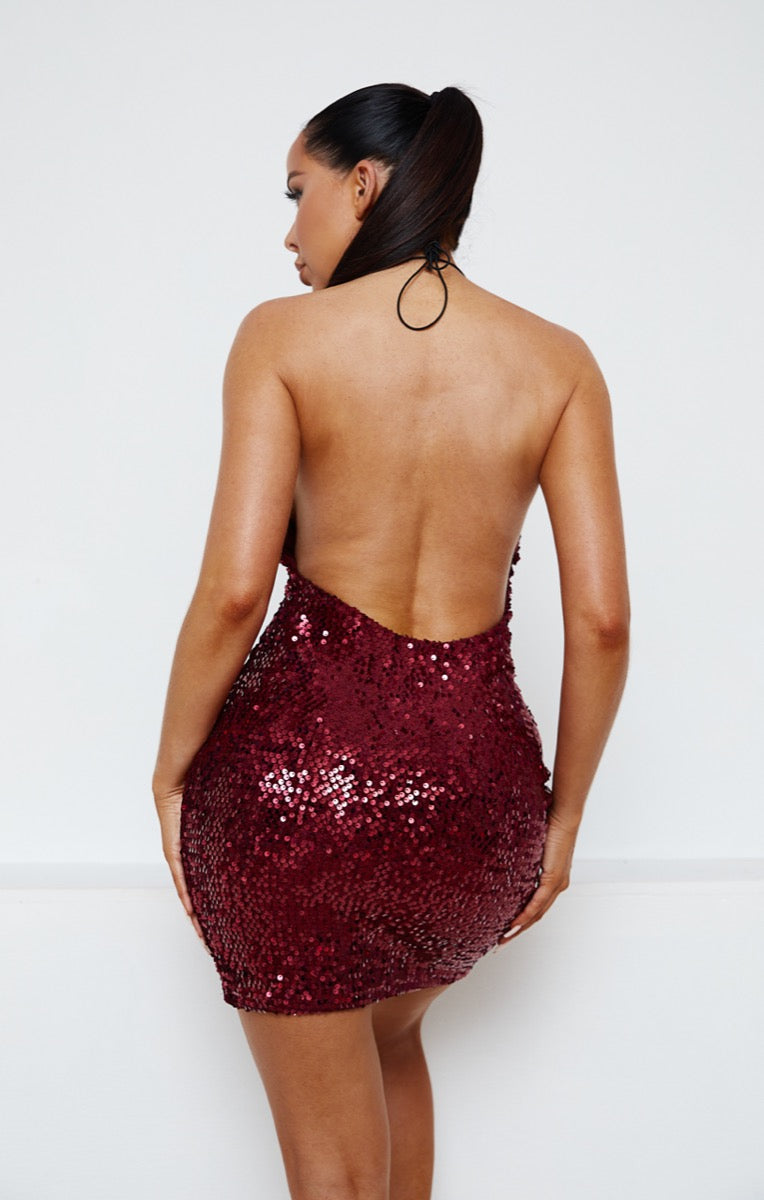 Sequin Halter Neck Bodycon Mini Dress