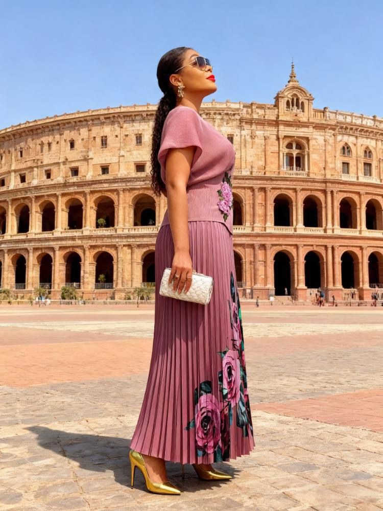 Women Elegant Floral Printed Skirt Set