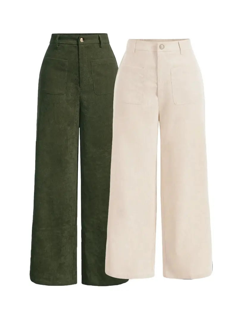 Women's High Waist Wide Leg Button Front Pants
