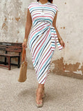 Plus Size Striped Print Dress for Casual Wear