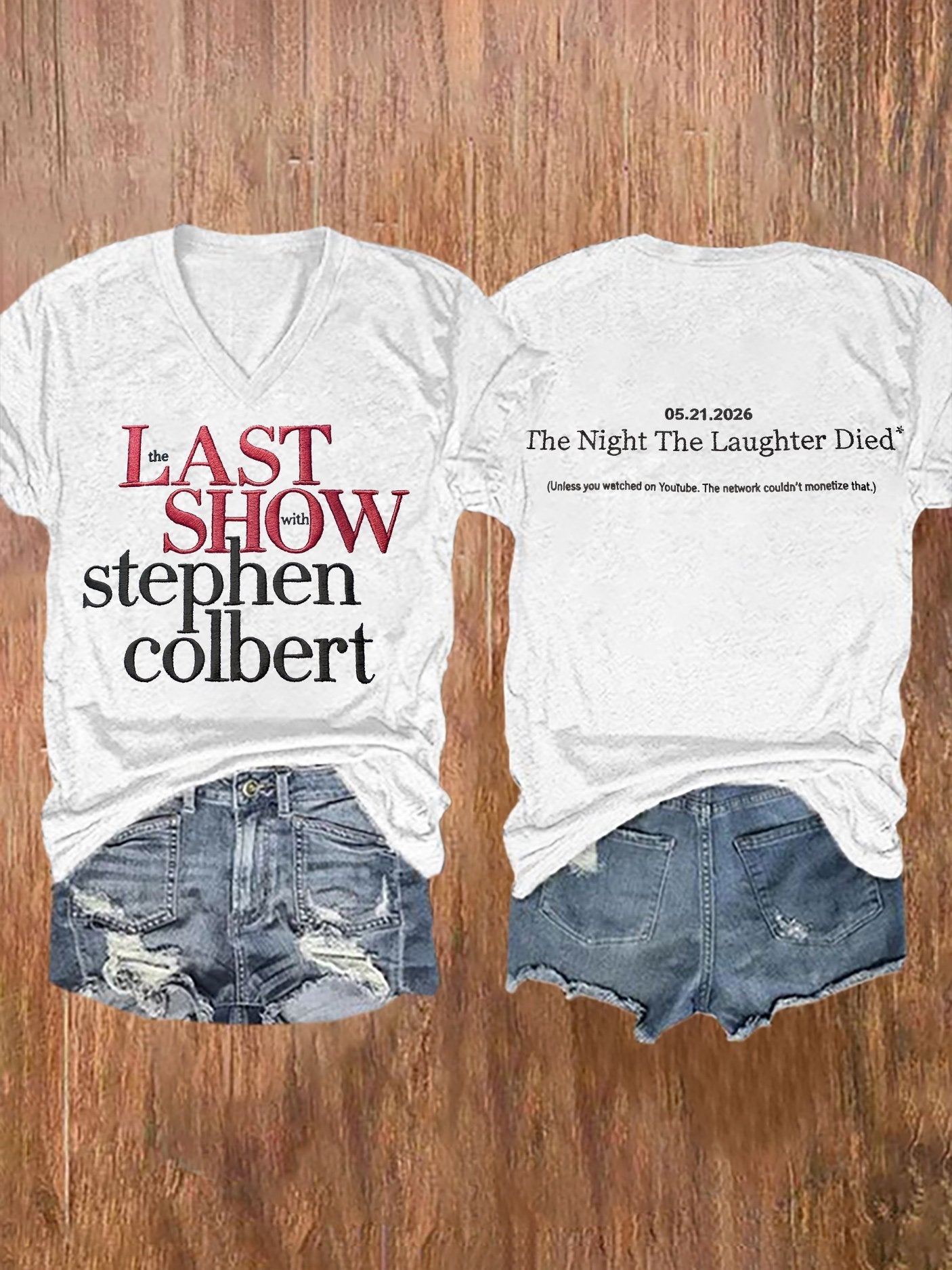 🔥Buy 3 Get 15% Off🔥V-Neck Retro Last Show 05.21.2026 The Night The Laughter Died Print T-Shirt
