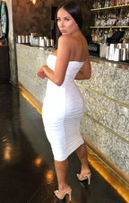Strapless Ruched Midi Dress
