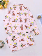 Women's Monkey Banana Print Pajama Set Pyjamas Pjs
