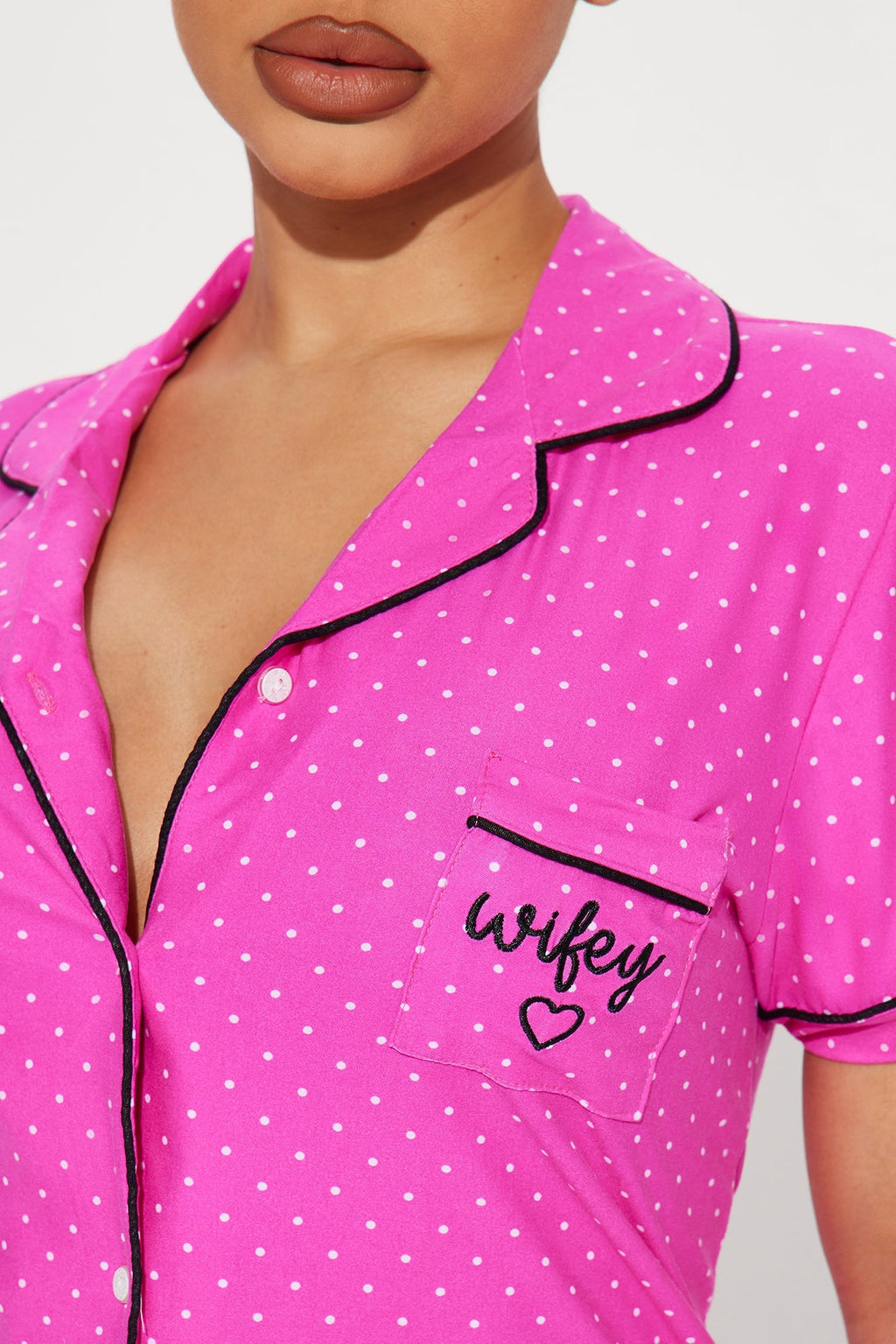 Wifey Material PJ Pant Set - Hot Pink/combo