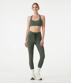 High Waisted Drawstring Striped Yoga Leggings with Pockets