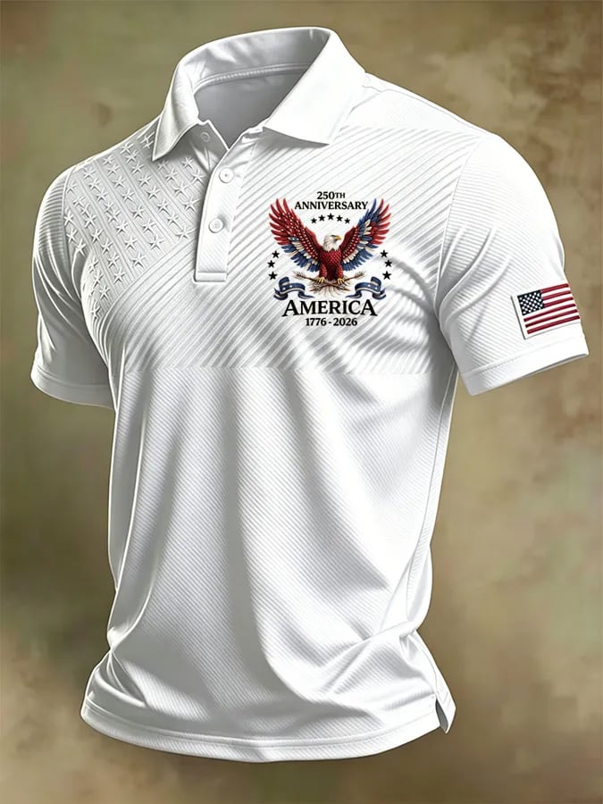 Men's Retro "Patriot" Color-Block Short-Sleeve Polo Shirt