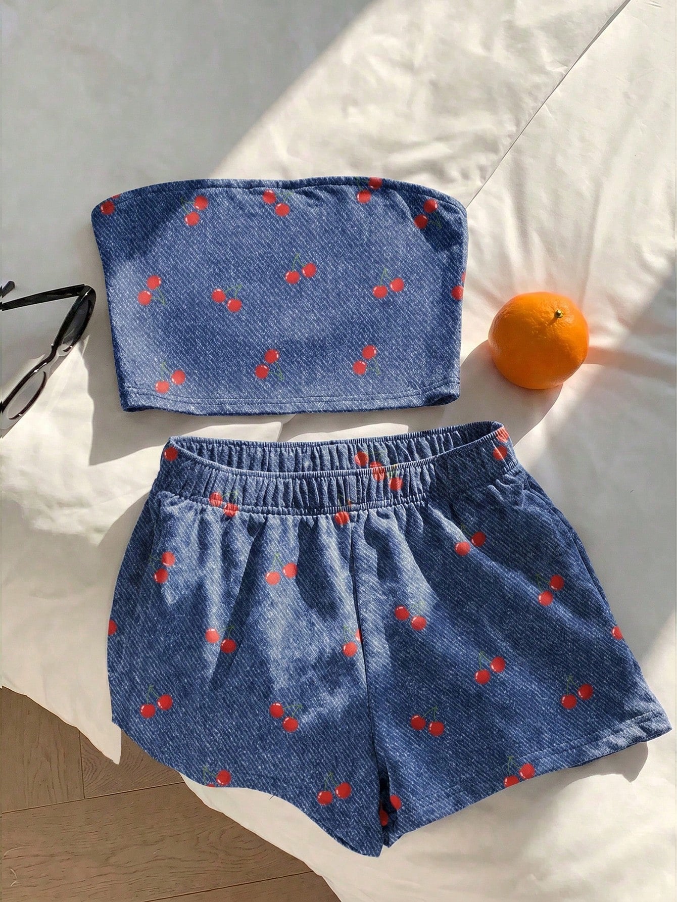 Comfortcana Women Summer Outfit,Pink And White Striped Tube Top & Shorts 2-Piece Set,Cute Casual Minimalist Everyday Versatile Resort Beach Outfit For Ladies