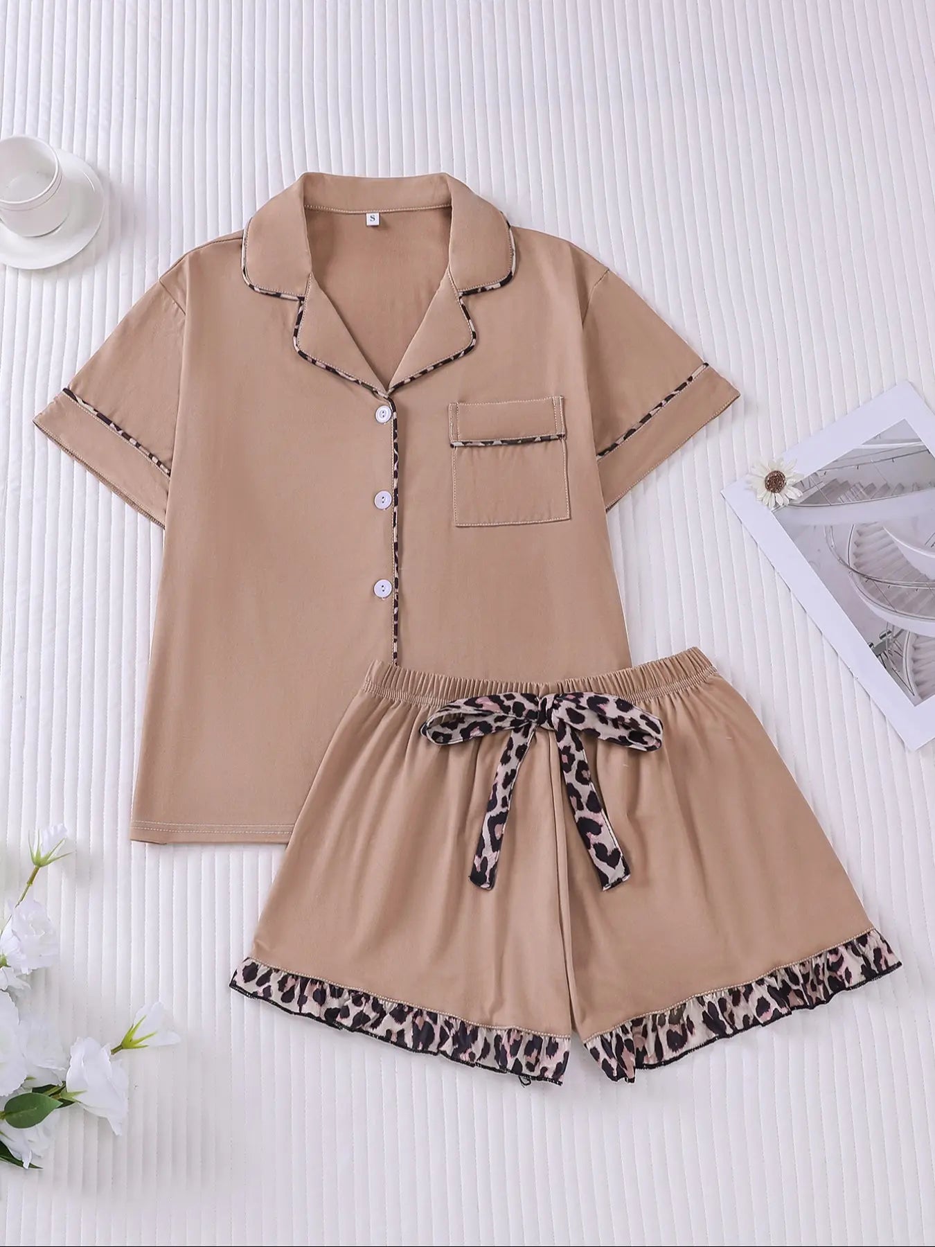 Women's Contrast Binding Pajama Two-piece Set
