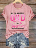 Women's By The Grace of God I'm A Survivor Breast Cancer Survivor T-Shirt