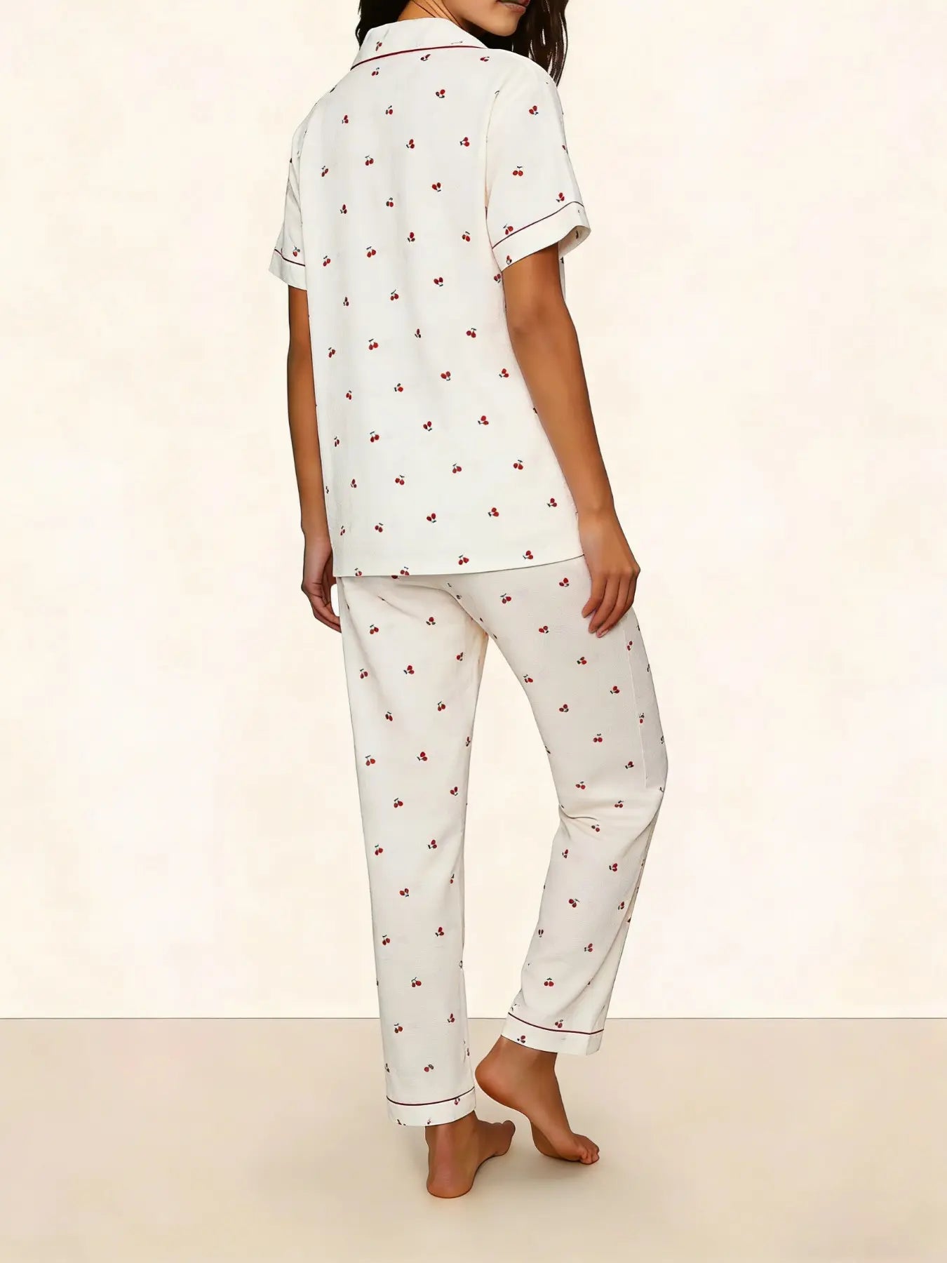 Women's Short Sleeve Long Pants Cardigan Pajama Set