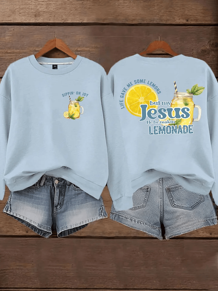 Women's  Life Gave Me Some Lemons, But My Jesus Turned Them Into Lemonade Faith Print  Hoodie