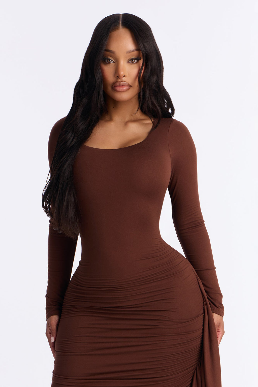 Melina Ruched Draped Mini Dress - Black