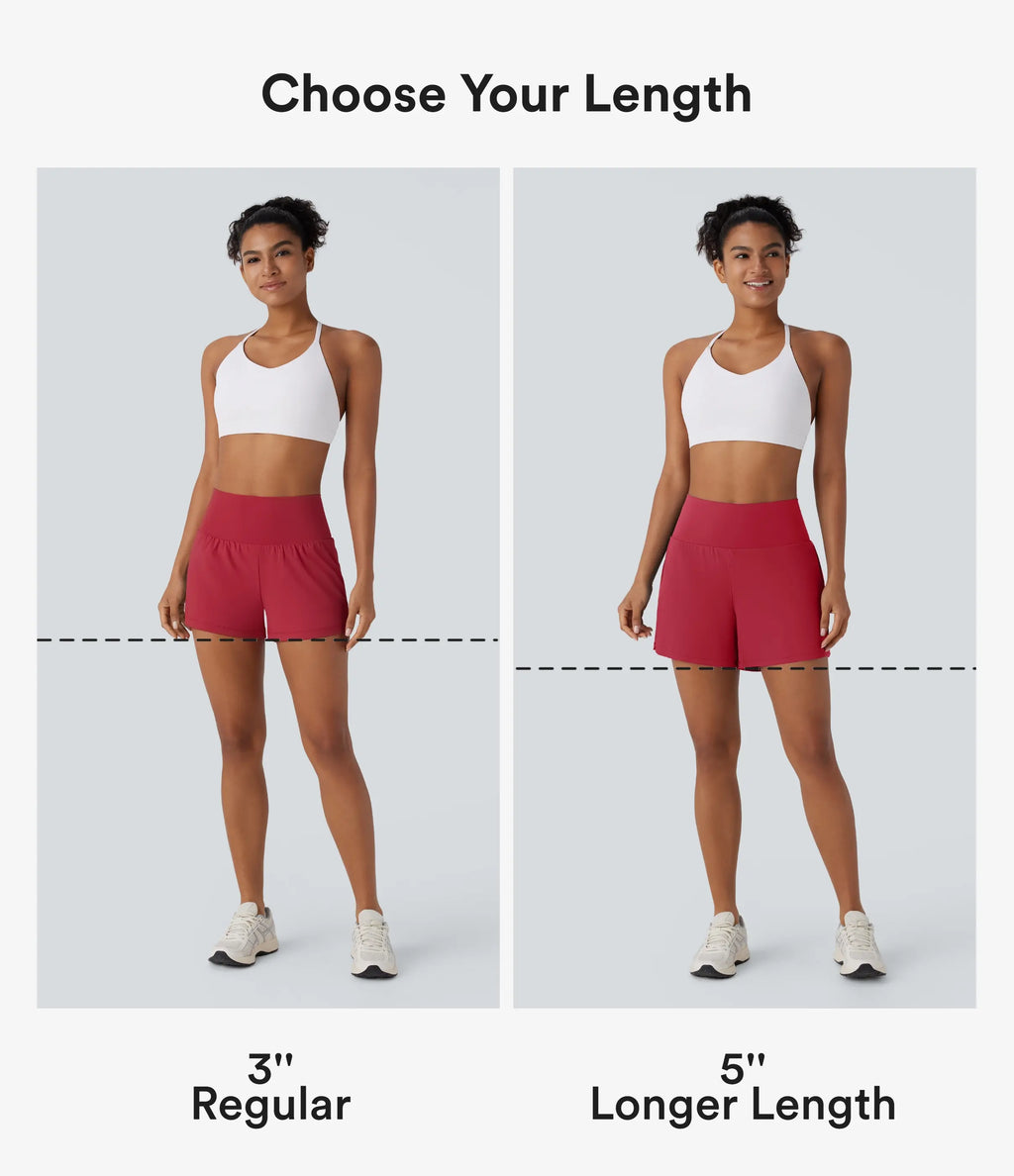 2-Piece Super High Waisted Back Pocket & Side Hidden Pocket 2-in-1 Yoga Shorts 3" Set