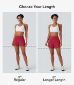 2-Piece Super High Waisted Back Pocket & Side Hidden Pocket 2-in-1 Yoga Shorts 3" Set
