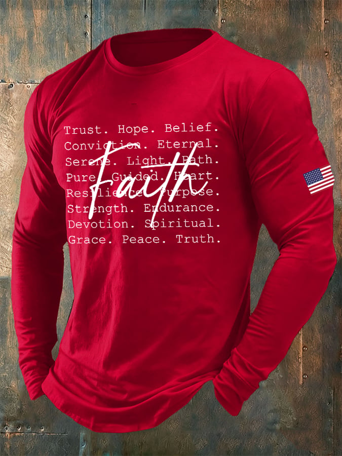 🔥Buy 3 Get 15% Off🔥Men's Casual Faith Print Long-Sleeved T-Shirt