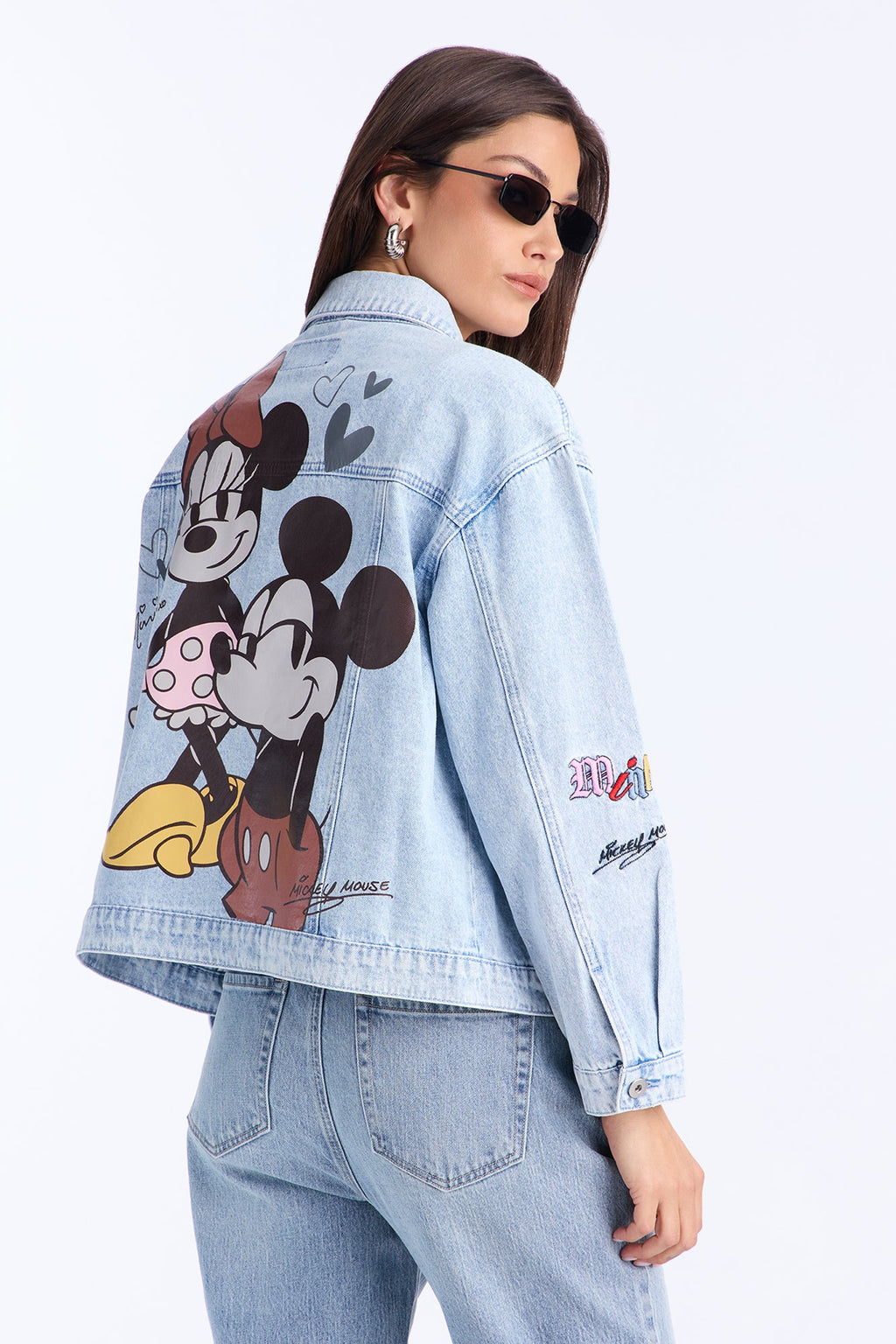 Mickey and Minnie Embroidered Denim Jacket - Medium Wash