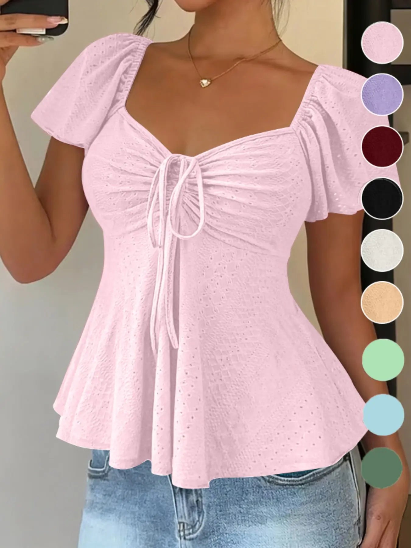 Women's Breathable Short Sleeve Blouse for Summer Casual Wear