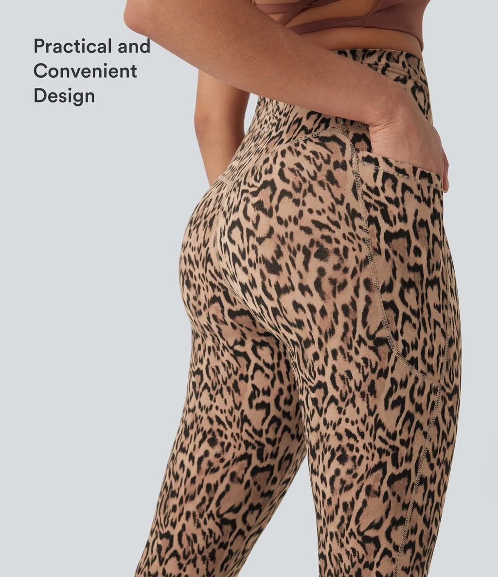 UltraSculptTM Leopard Print High Waisted Tummy Control Yoga Leggings with Pockets
