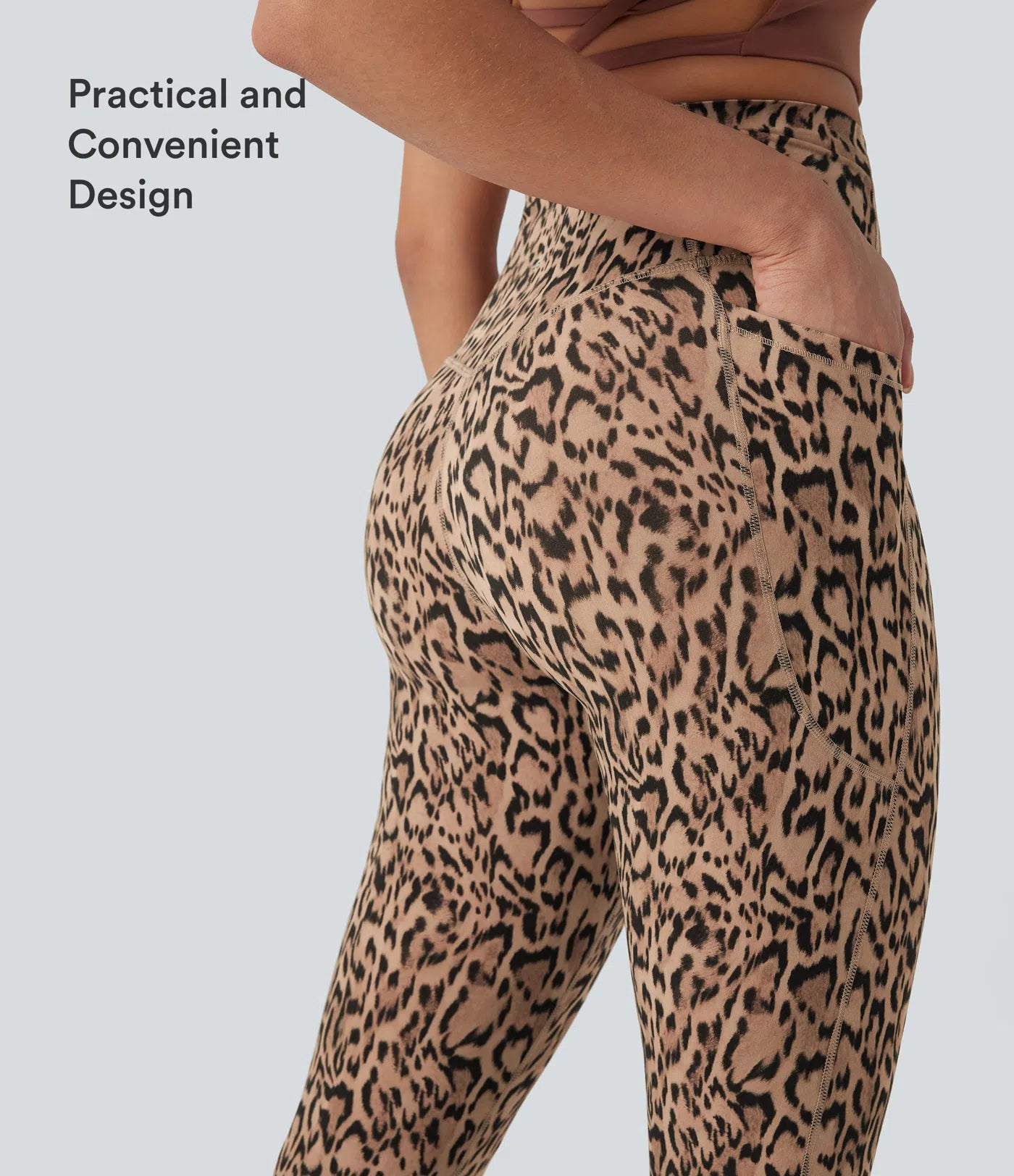 UltraSculptTM Leopard Print High Waisted Tummy Control Yoga Leggings with Pockets