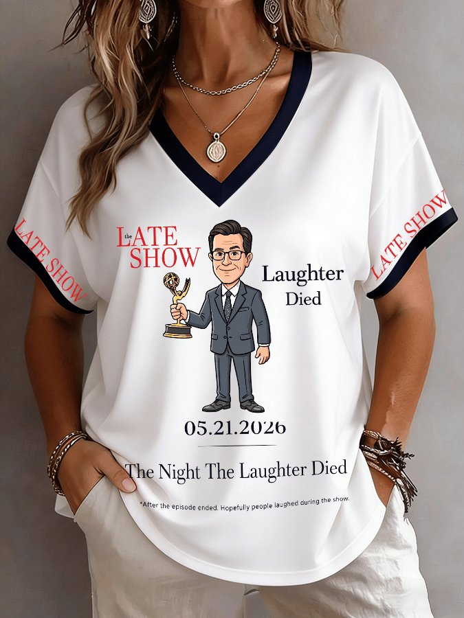 🔥Buy 3 Get 15% Off🔥Women's "The Night When Laughter Stops" Printed Comfortable V-Neck T-Shirt