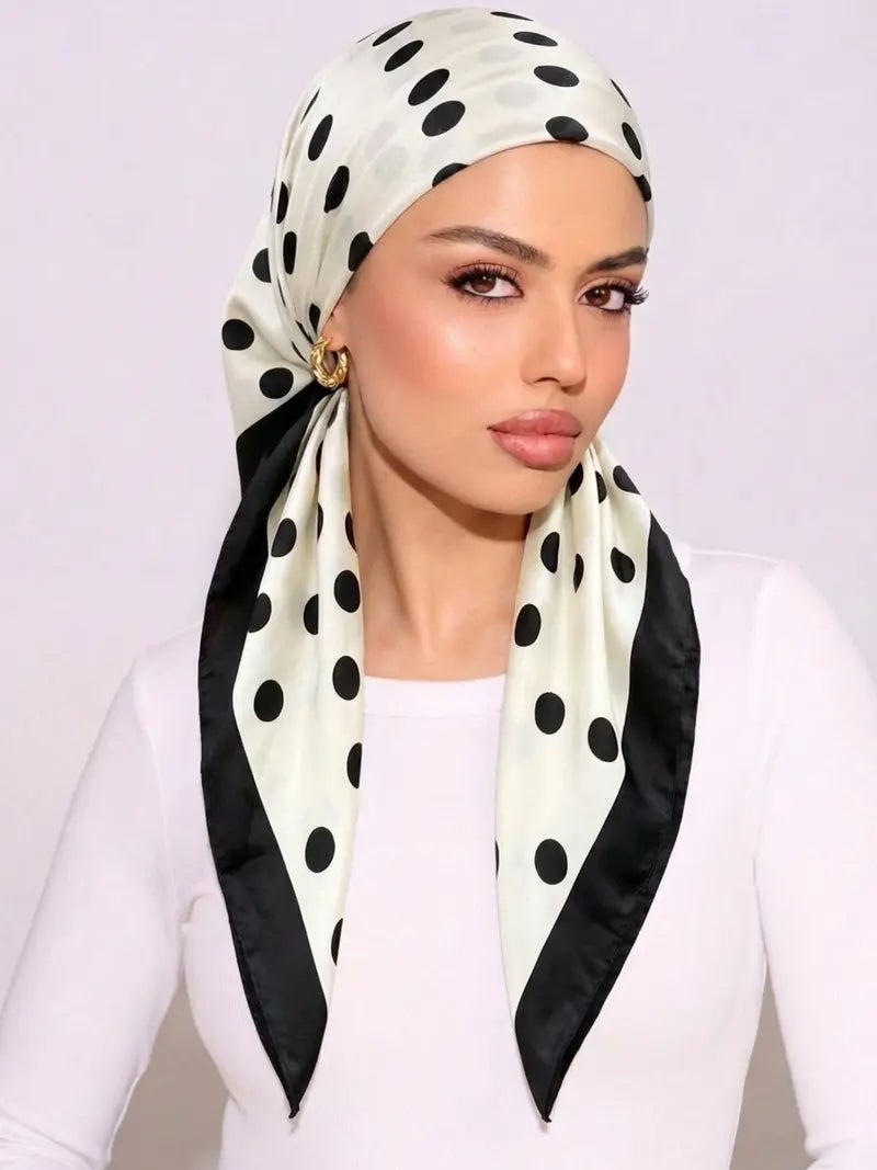 Women's Square Hijab Scarf - Color Block Print Turban