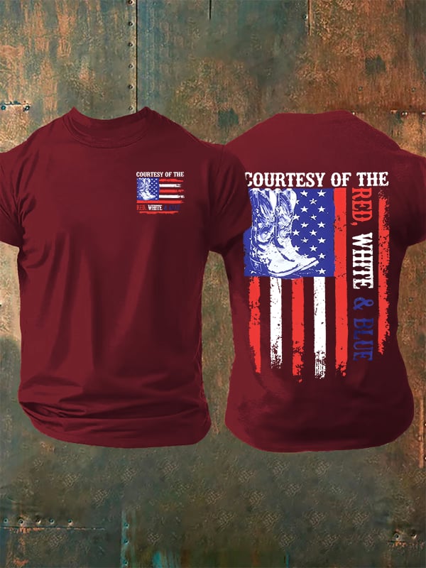 Men's  Courtesy Of Red White And Blue 250th Anniversary Flags T-Shirt