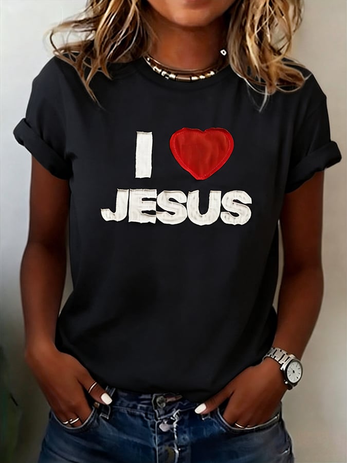 Women'S Casual Faith-Print Short-Sleeve T-Shirt