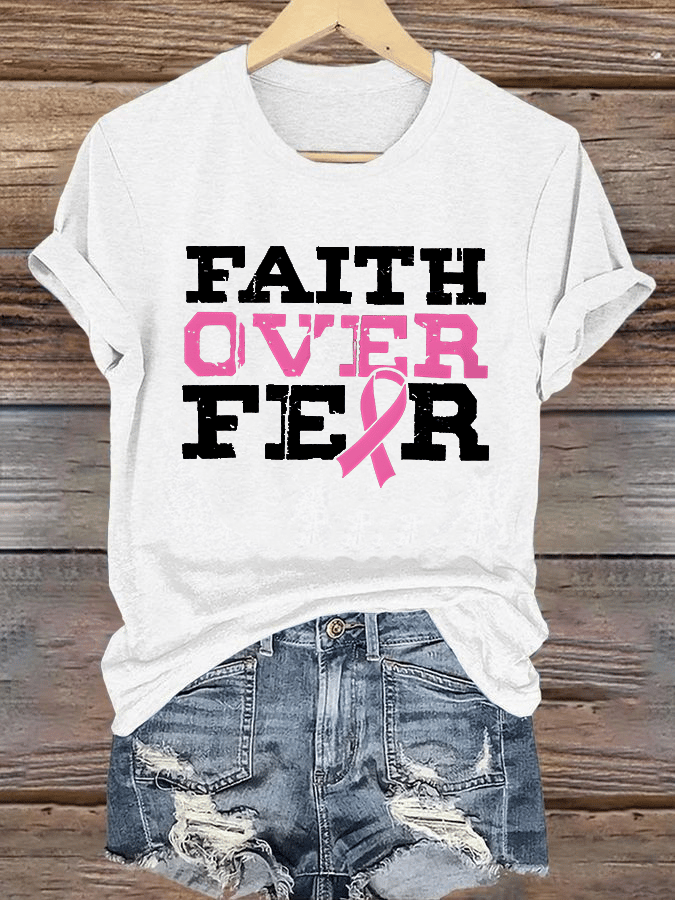 Women's  Faith Over Anxiety Breast Cancer Classic T-Shirt