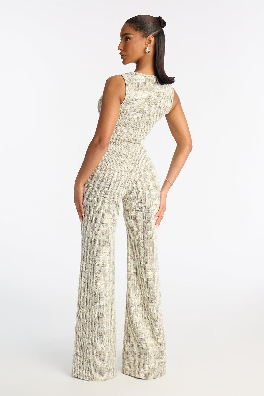 Class Act Knit Tweed Jumpsuit - Cream/combo