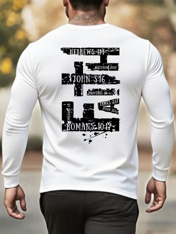 🔥Buy 3 Get 15% Off🔥Men's Faith Cross Print Crew Neck T-shirt