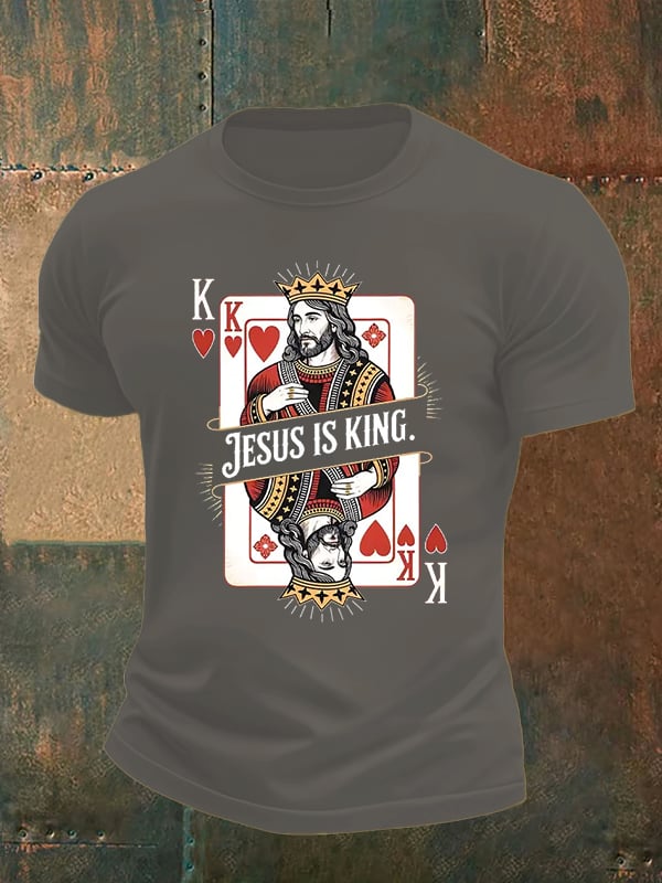 Men's  Jesus Is King Christian  Print T-Shirt